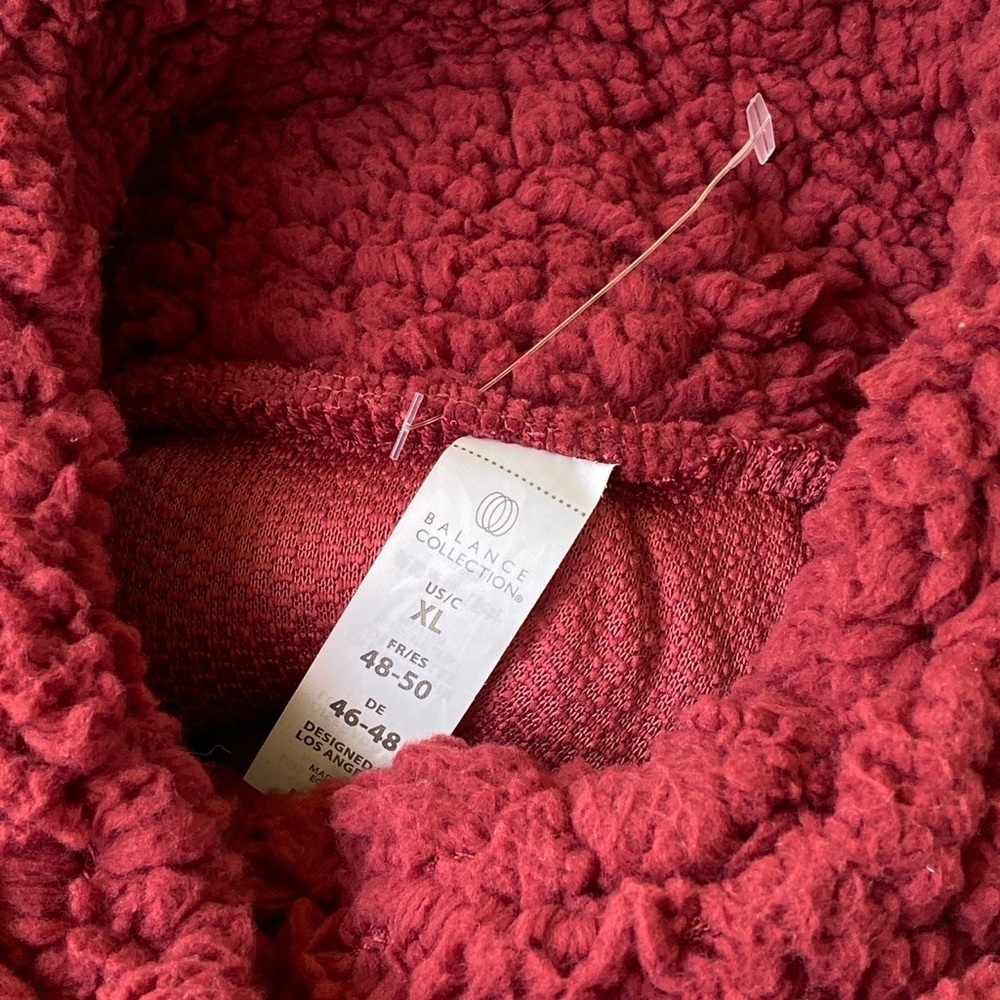 NWT High Neck Teddy Fleece maroon cuddly XL - Picture 8 of 11
